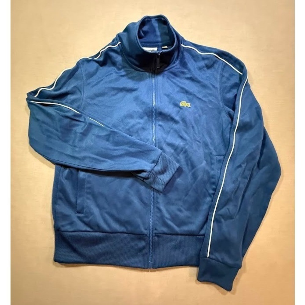 Lacoste Track Jacket Blue White Trim Regular Fit Full Zip‎ Womens Size S